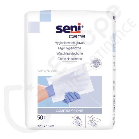 Seni Care Guantes de aseo no laminados - 50 unidades